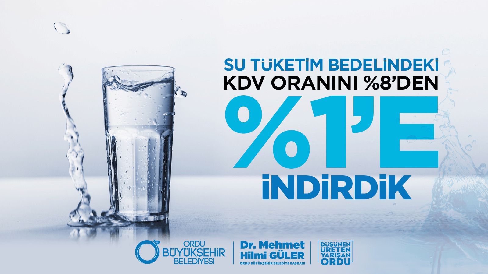 ORDU BÜYÜKŞEHİR BELEDİYESİ İÇME SUYU'NDA YÜZDE 7 İNDİRİM YAPTI